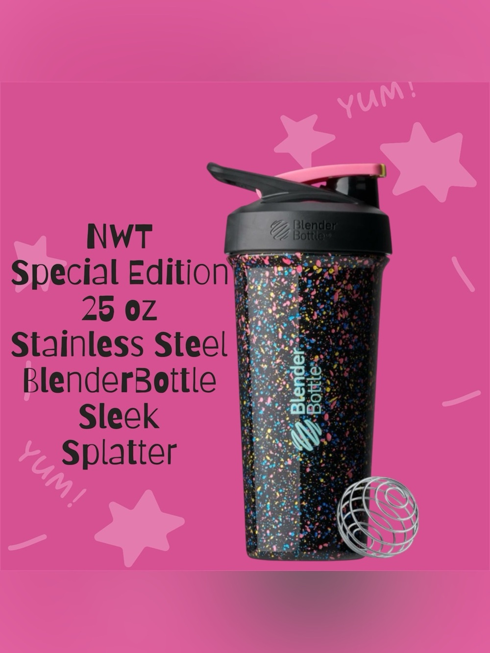 BNWT 25oz Special Edition BlenderBottle Sleek Splatter